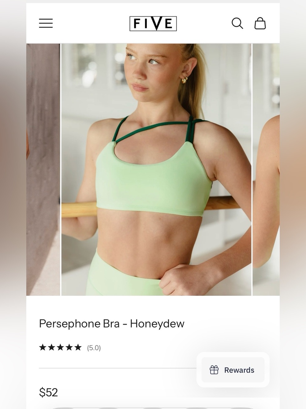 FIVE Persephone Bra Dance Top- Honeydew Green